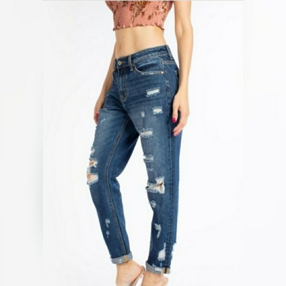 KanCan Denim - Kancan Distressed Boyfriend Jeans